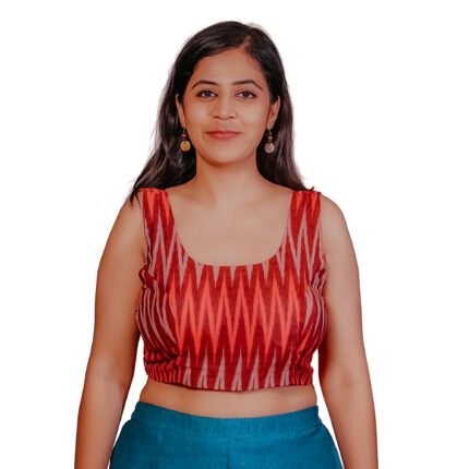Handcrafted Ikat Blouse – Maroon